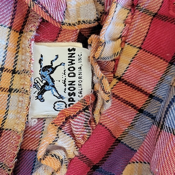 Vintage 70's Topson Downs of California Western Plaid Shirt Top - Picture 5 of 6